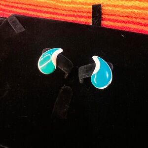 Teardrop Shaped Earrings in Blue and Green